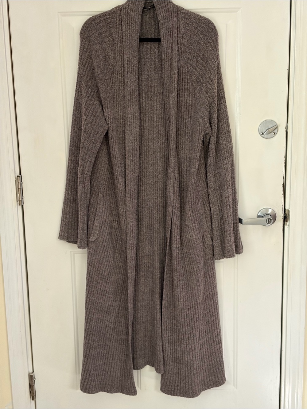 Barefoot Dreams L/XL Cozy Curly Knit Cardigan - Gray